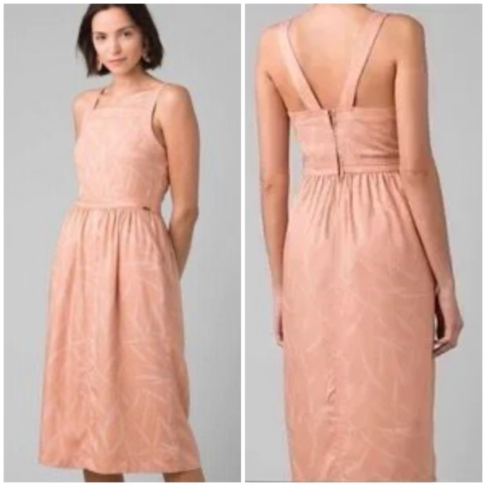 Prana Sundrifter Midi Dress Apple Blossom Print, peach color Size Medium